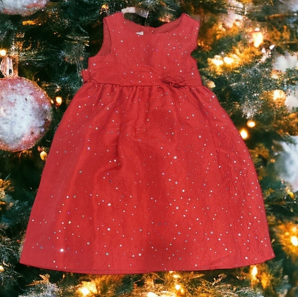 marmellata Other - Girls Candy Red Party Big Bow Dress Size 4 Silver Foil Detail